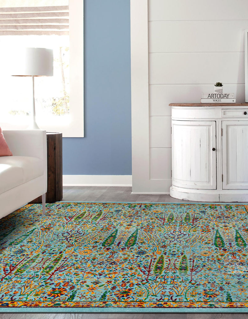 Caribbean Cove Collection Area Rug -  Tobago Square Aqua  lifestyle 98