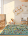 Caribbean Cove Collection Area Rug -  Tobago Square Aqua  lifestyle 101