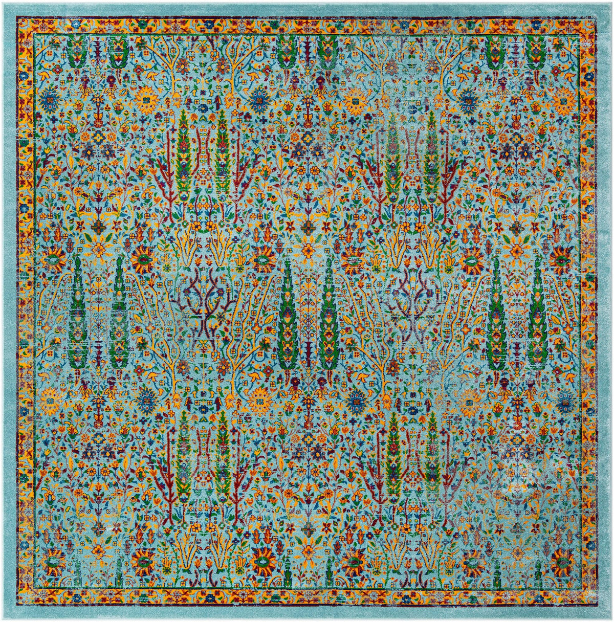 Caribbean Cove Collection Area Rug -  Tobago Square Aqua  lifestyle 49