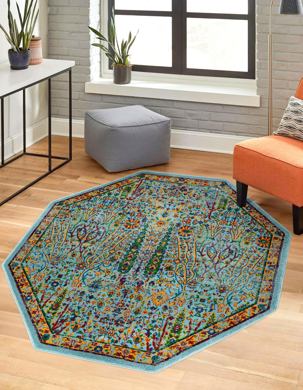Caribbean Cove Collection Area Rug -  Tobago Octagon Aqua  lifestyle 47