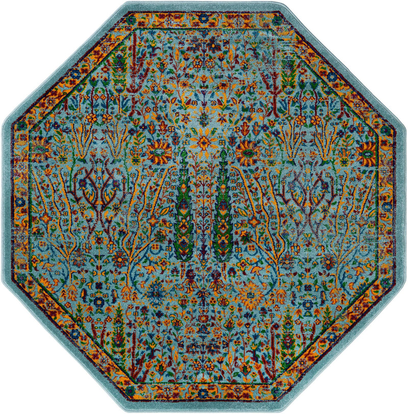 Caribbean Cove Collection Area Rug -  Tobago Octagon Aqua  lifestyle 40