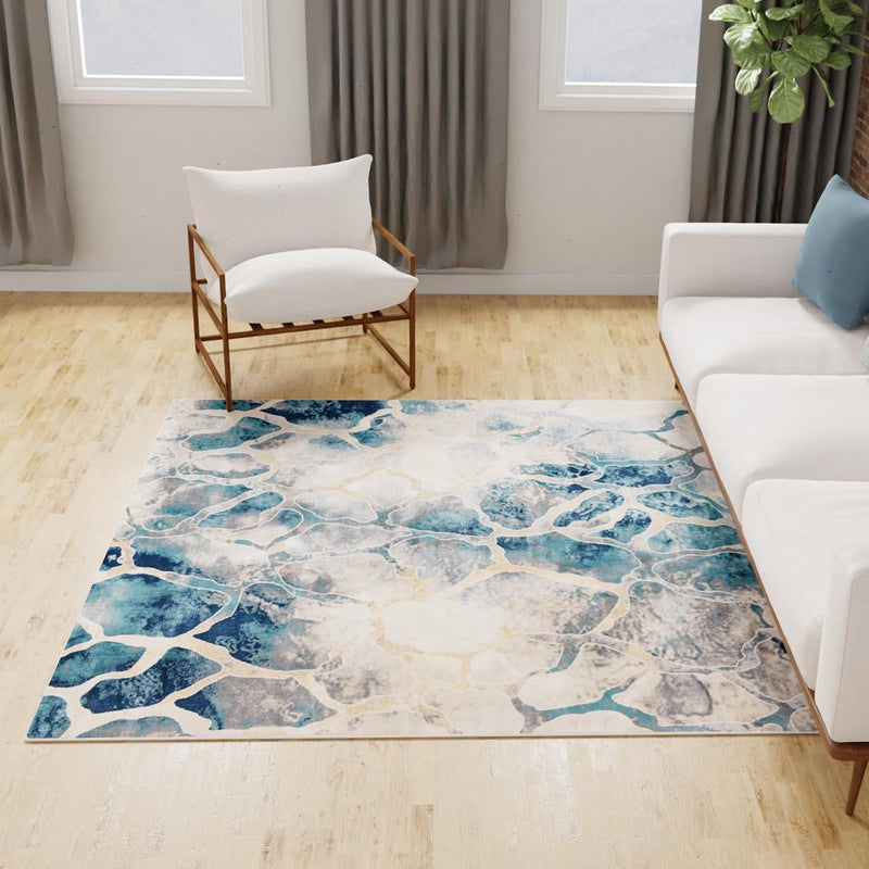Celestial Haven Collection Area Rug -  Galaxy Square Navy Blue  lifestyle 152