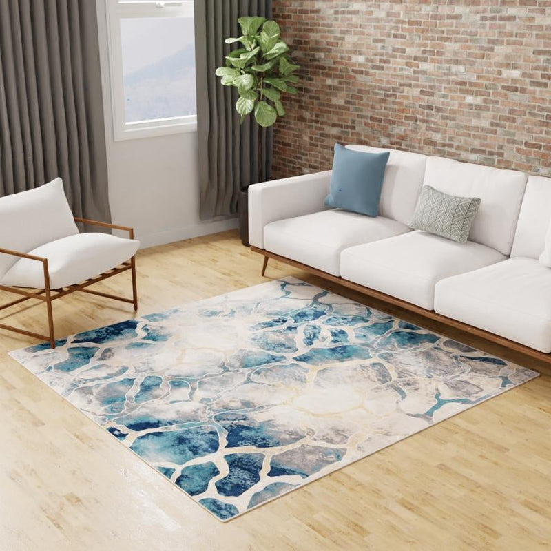 Celestial Haven Collection Area Rug -  Galaxy Square Navy Blue  lifestyle 156