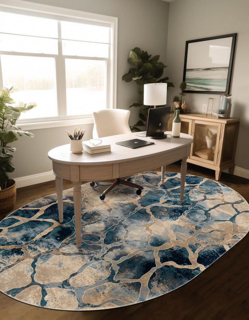 Celestial Haven Collection Area Rug -  Galaxy Oval Navy Blue  lifestyle 59