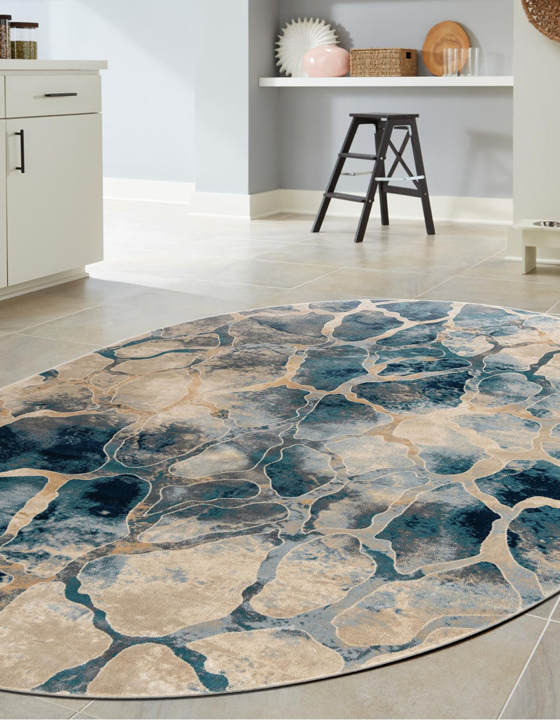 Celestial Haven Collection Area Rug -  Galaxy Oval Navy Blue  lifestyle 68
