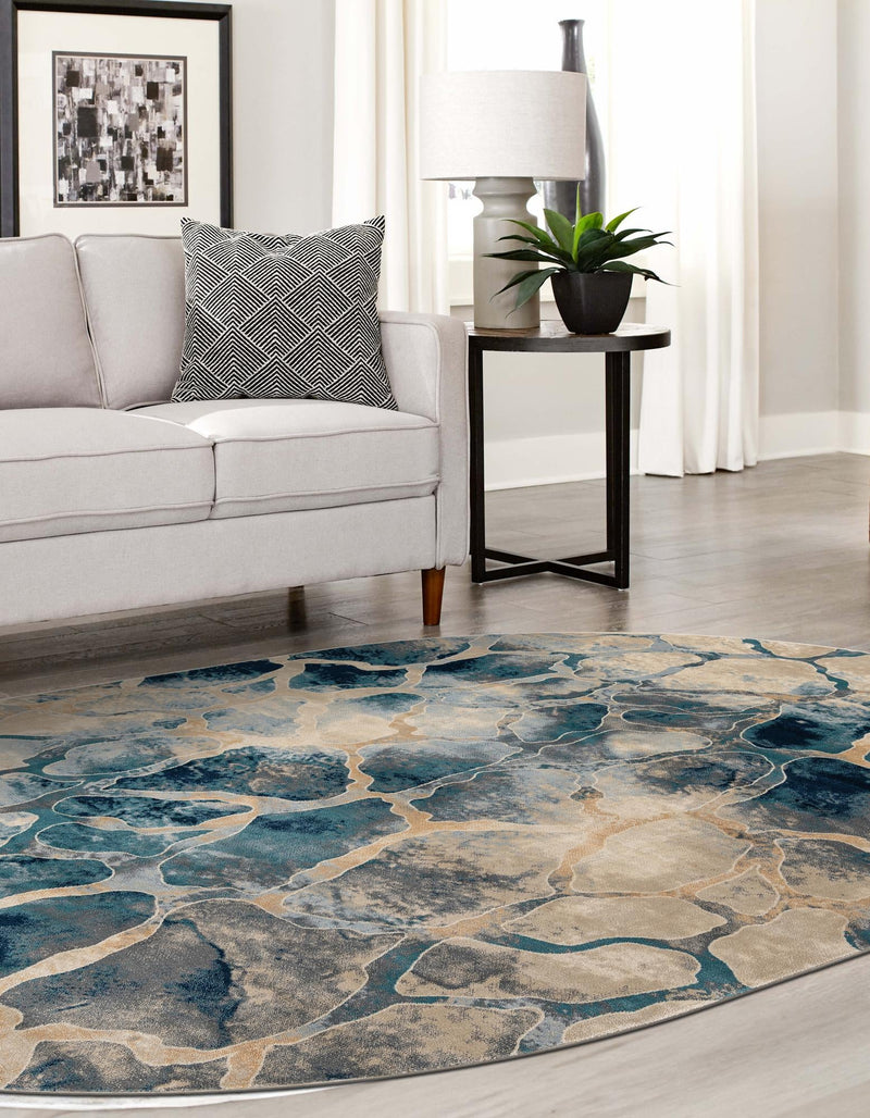 Celestial Haven Collection Area Rug -  Galaxy Oval Navy Blue  lifestyle 78
