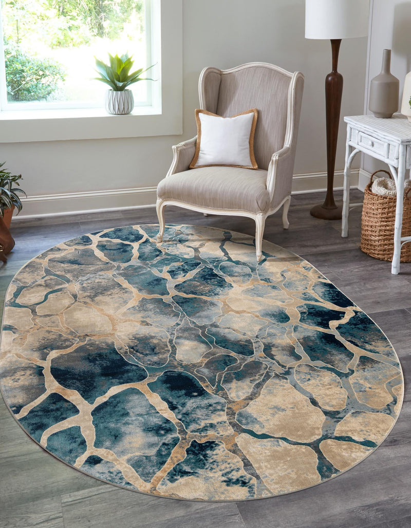 Celestial Haven Collection Area Rug -  Galaxy Oval Navy Blue  lifestyle 83
