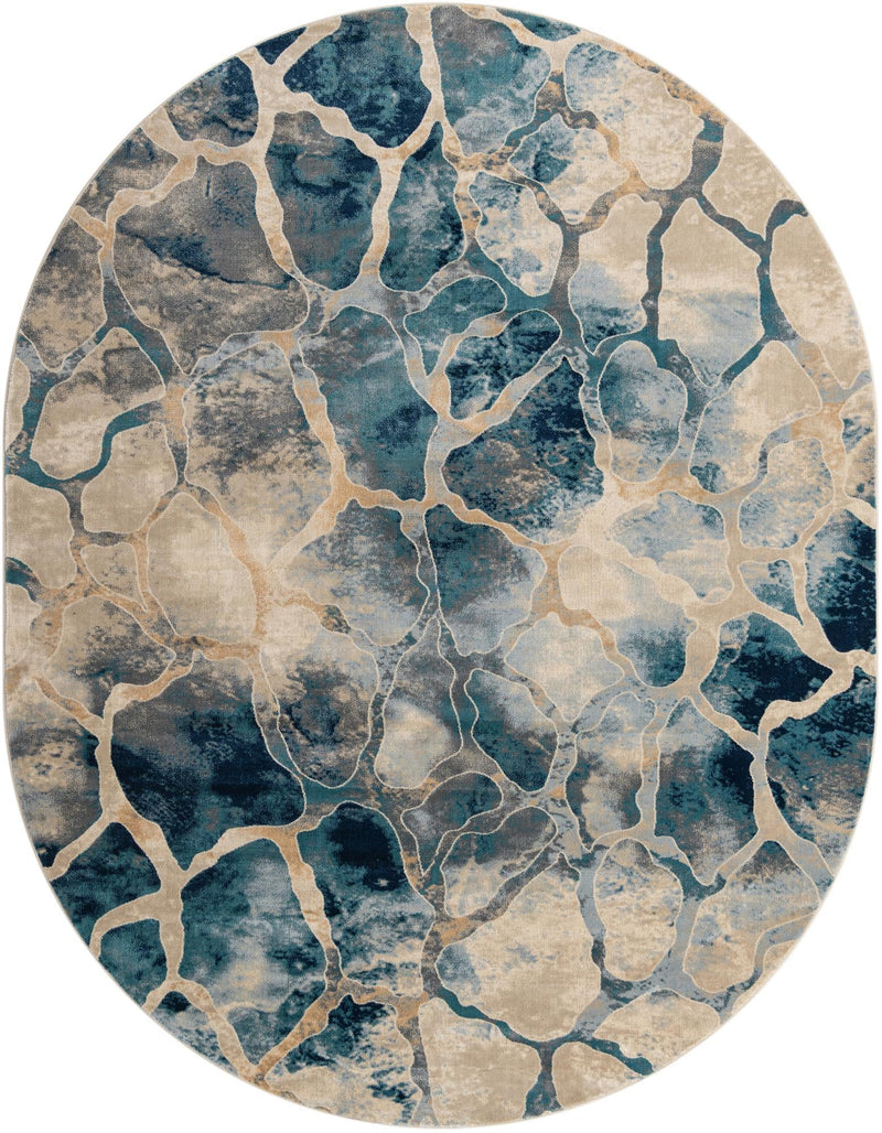 Celestial Haven Collection Area Rug -  Galaxy Oval Navy Blue  lifestyle 29
