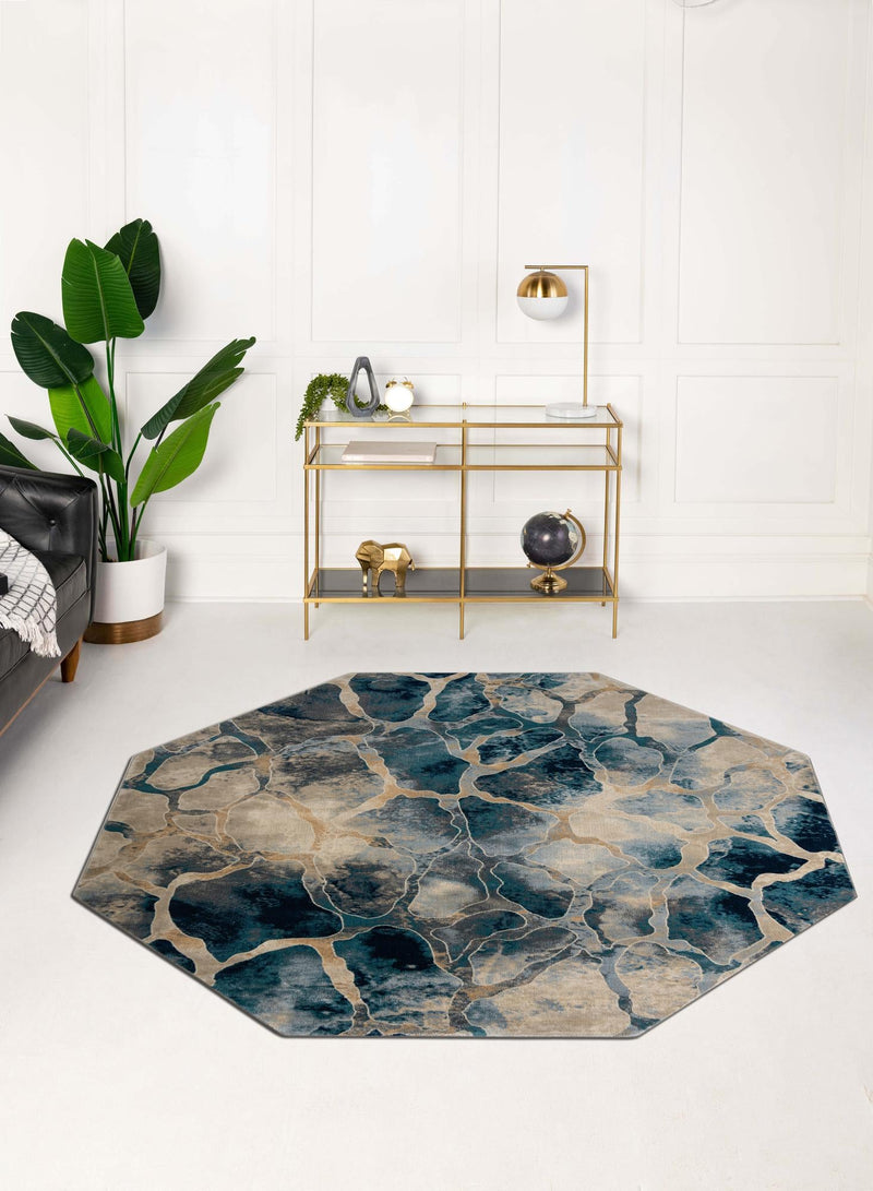 Celestial Haven Collection Area Rug -  Galaxy Octagon Navy Blue  lifestyle 45