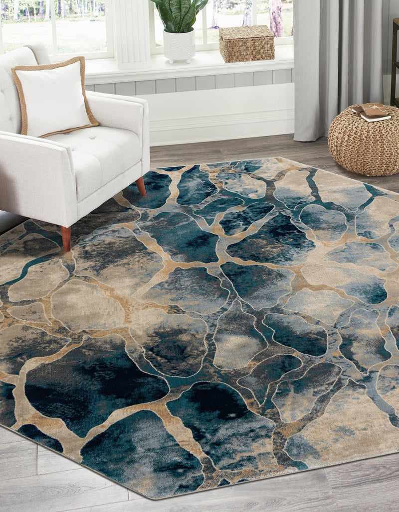 Celestial Haven Collection Area Rug -  Galaxy Octagon Navy Blue  lifestyle 53