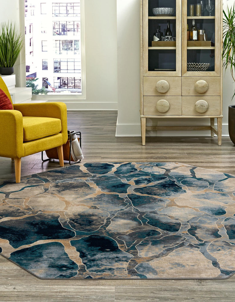 Celestial Haven Collection Area Rug -  Galaxy Octagon Navy Blue  lifestyle 58