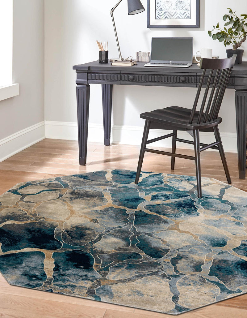 Celestial Haven Collection Area Rug -  Galaxy Octagon Navy Blue  lifestyle 63