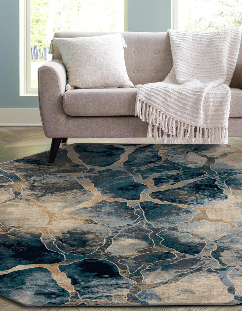 Celestial Haven Collection Area Rug -  Galaxy Octagon Navy Blue  lifestyle 67