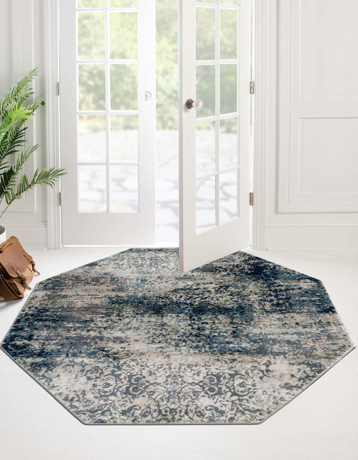Celestial Haven Collection Area Rug -  Comet Octagon Navy Blue  lifestyle 50