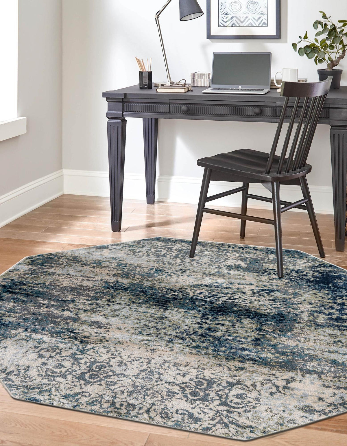 Celestial Haven Collection Area Rug -  Comet Octagon Navy Blue  lifestyle 68
