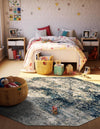 Celestial Haven Collection Area Rug -  Comet Octagon Navy Blue  lifestyle 74