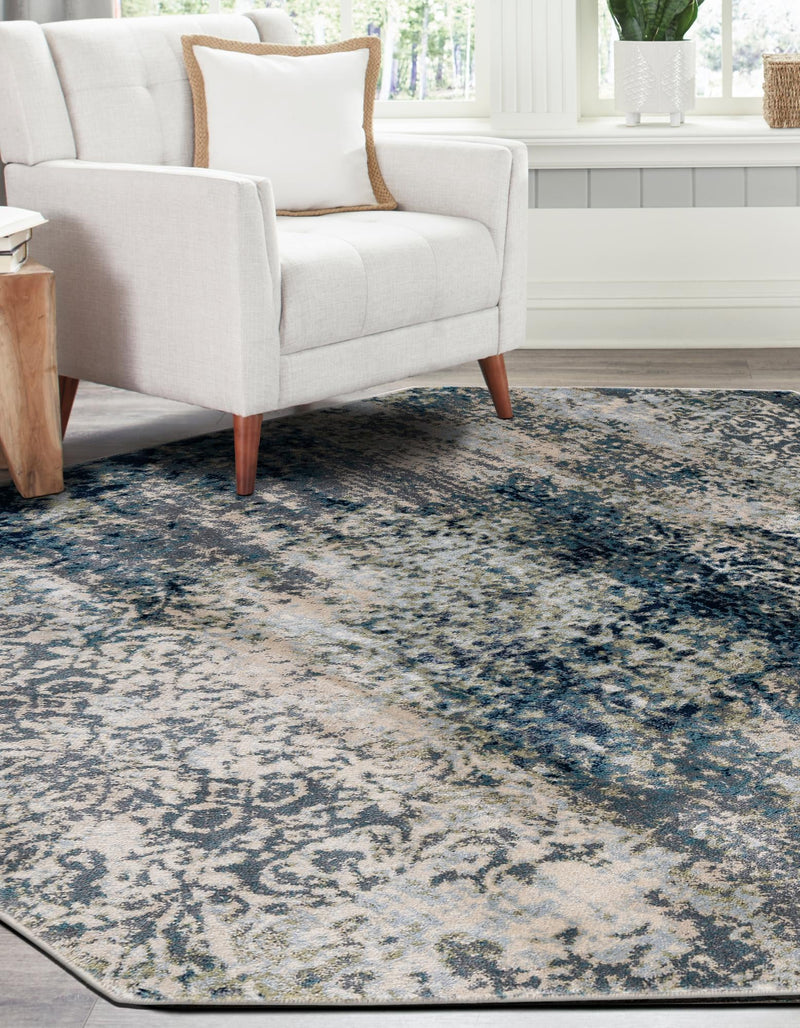 Celestial Haven Collection Area Rug -  Comet Octagon Navy Blue  lifestyle 86