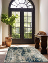 Celestial Haven Collection Area Rug -  Comet Square Navy Blue  lifestyle 55