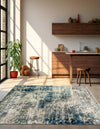 Celestial Haven Collection Area Rug -  Comet Square Navy Blue  lifestyle 61