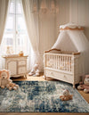 Celestial Haven Collection Area Rug -  Comet Square Navy Blue  lifestyle 67