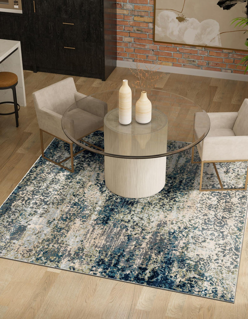Celestial Haven Collection Area Rug -  Comet Square Navy Blue  lifestyle 73