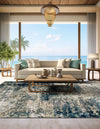 Celestial Haven Collection Area Rug -  Comet Square Navy Blue  lifestyle 79