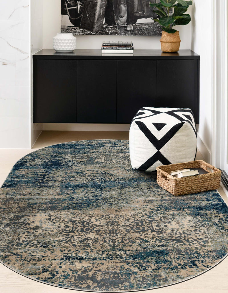 Celestial Haven Collection Area Rug -  Comet Oval Navy Blue  lifestyle 75