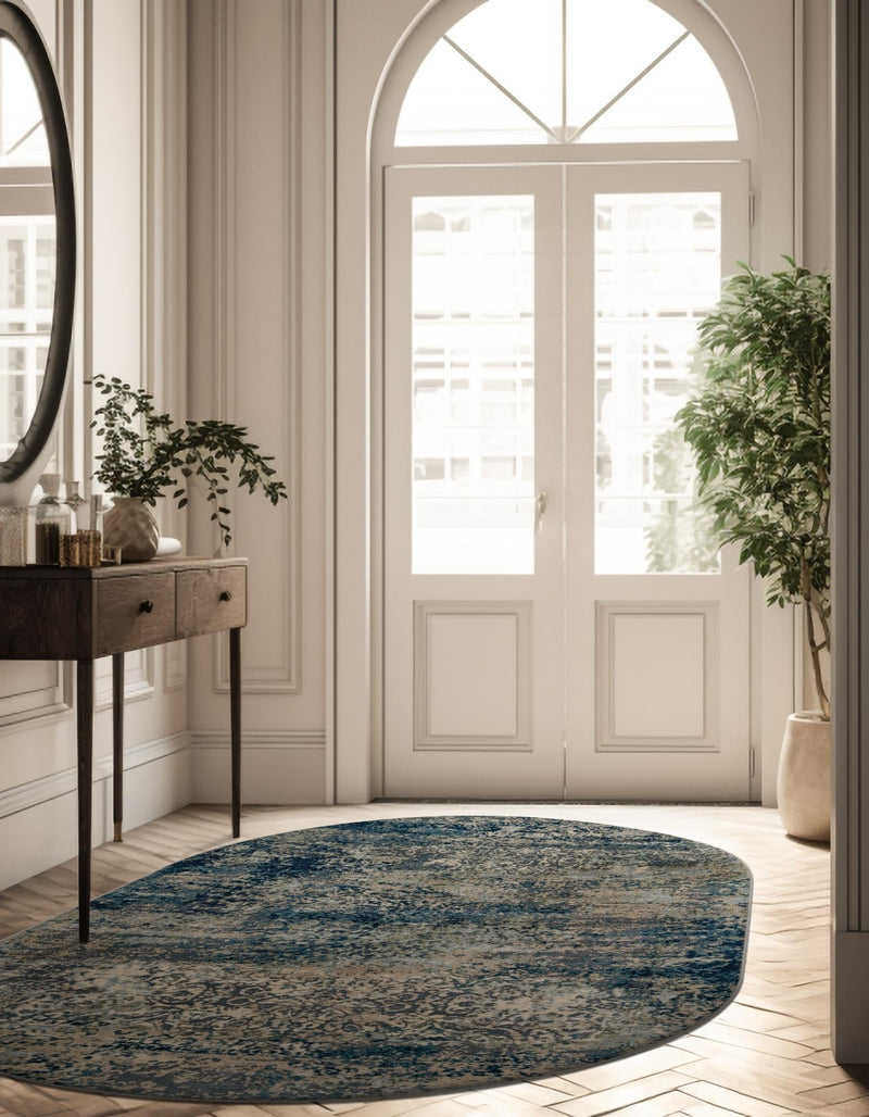 Celestial Haven Collection Area Rug -  Comet Oval Navy Blue  lifestyle 81
