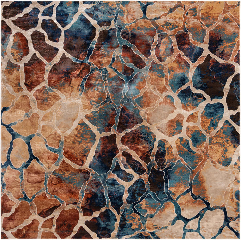 Celestial Haven Collection Area Rug -  Galaxy Square Brick Red  lifestyle 31