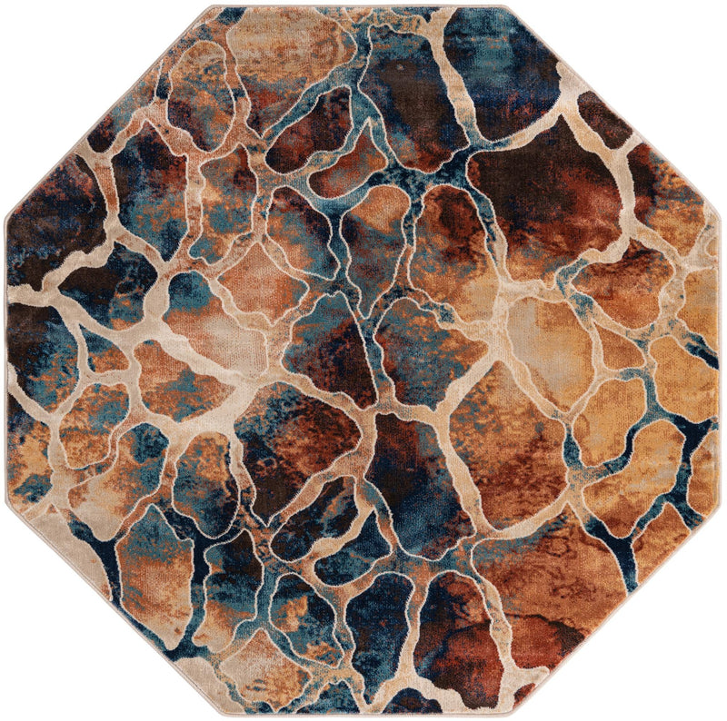 Celestial Haven Collection Area Rug -  Galaxy Octagon Brick Red  lifestyle 34