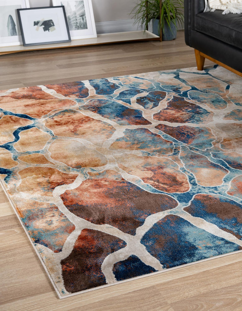 Celestial Haven Collection Area Rug -  Galaxy Square Brick Red  lifestyle 49