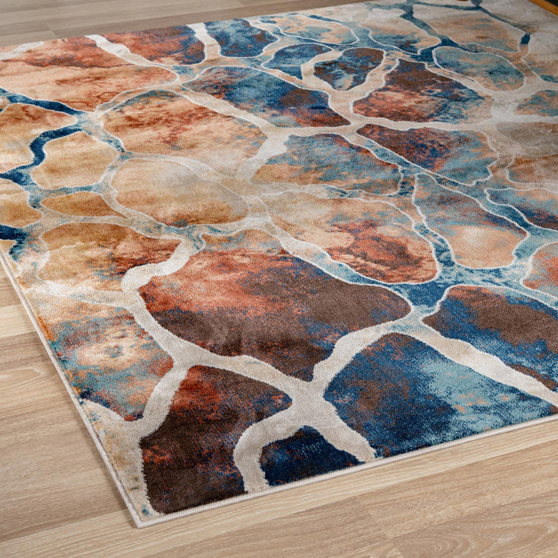 Celestial Haven Collection Area Rug -  Galaxy Square Brick Red  lifestyle 157