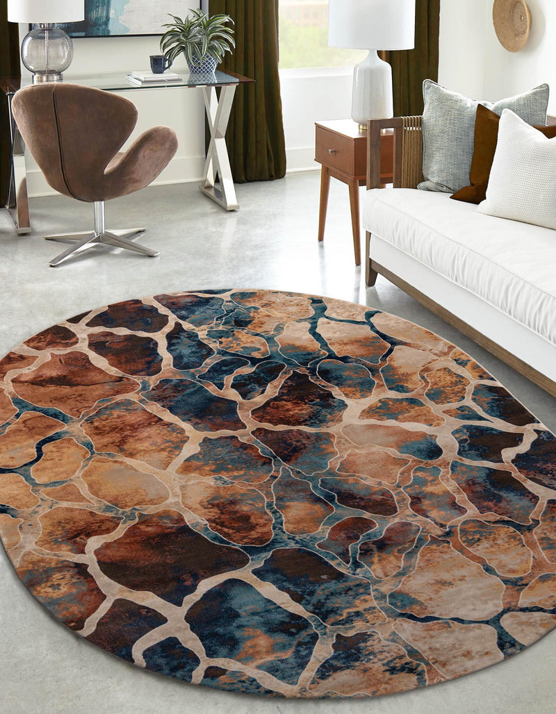 Celestial Haven Collection Area Rug -  Galaxy Oval Brick Red  lifestyle 42