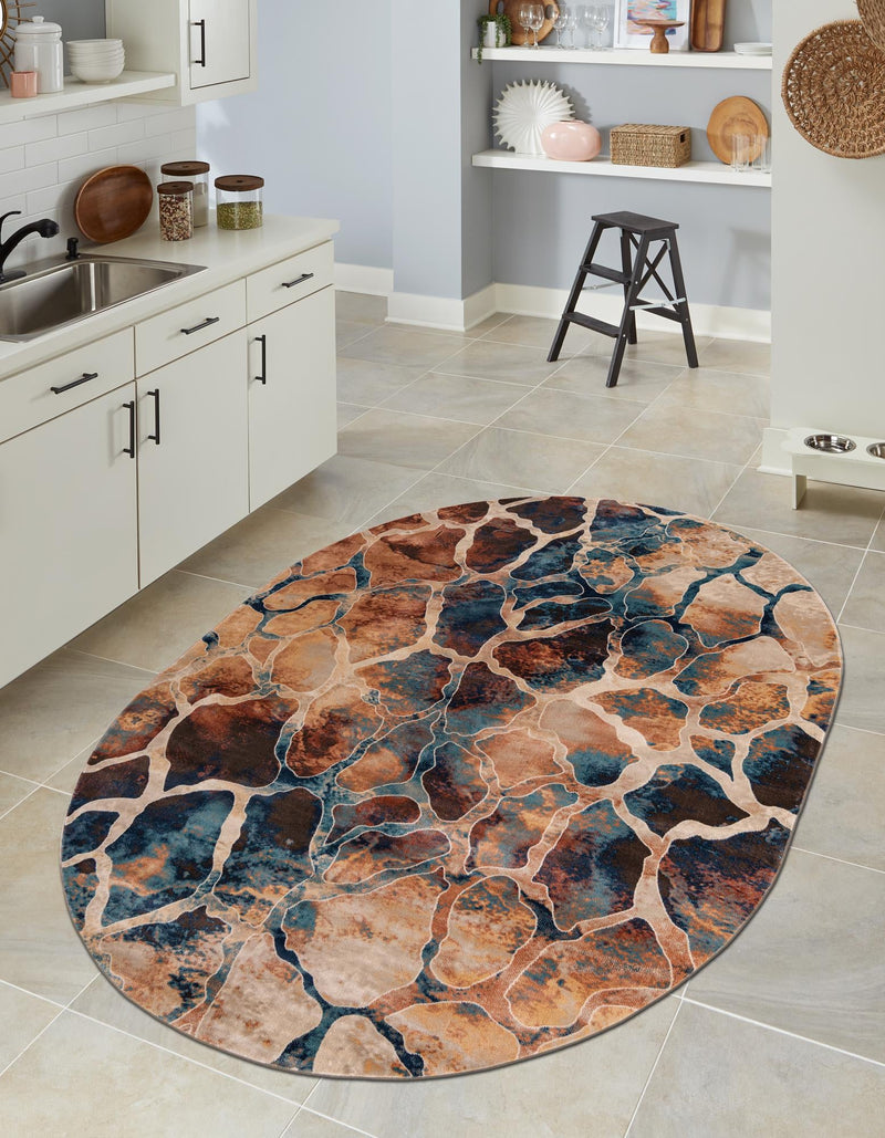Celestial Haven Collection Area Rug -  Galaxy Oval Brick Red  lifestyle 61
