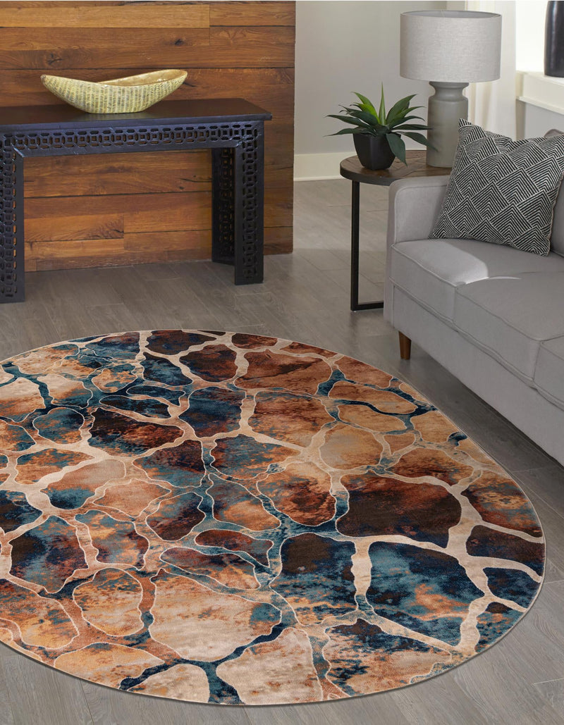 Celestial Haven Collection Area Rug -  Galaxy Oval Brick Red  lifestyle 65