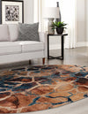 Celestial Haven Collection Area Rug -  Galaxy Oval Brick Red  lifestyle 70