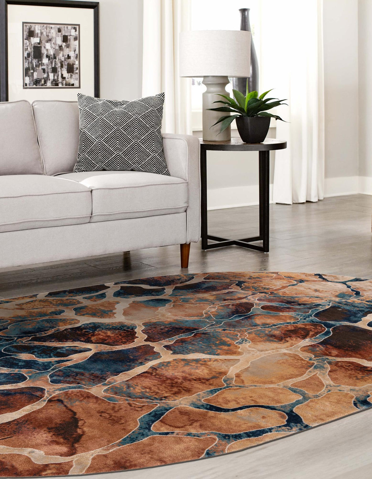 Celestial Haven Collection Area Rug -  Galaxy Oval Brick Red  lifestyle 70
