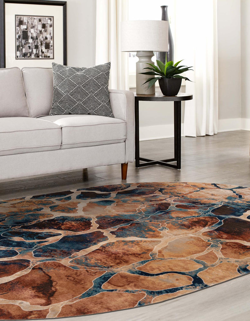 Celestial Haven Collection Area Rug -  Galaxy Oval Brick Red  lifestyle 70