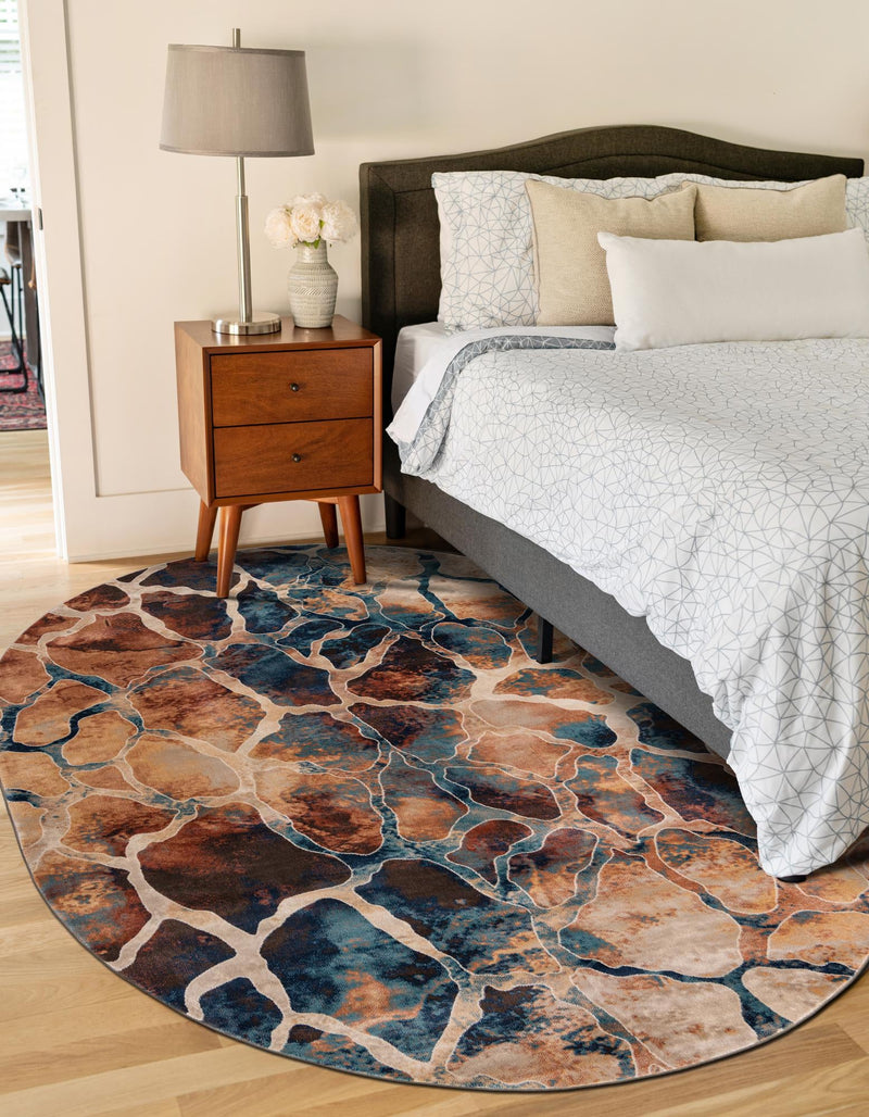 Celestial Haven Collection Area Rug -  Galaxy Oval Brick Red  lifestyle 80