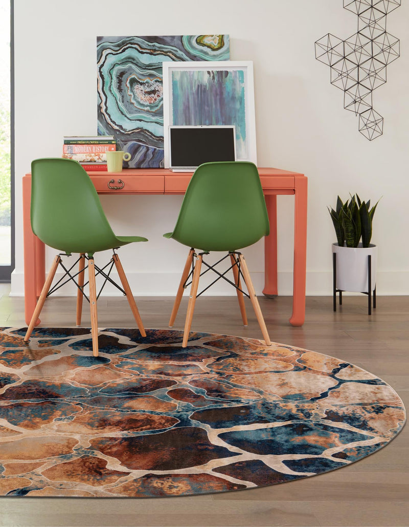 Celestial Haven Collection Area Rug -  Galaxy Oval Brick Red  lifestyle 88
