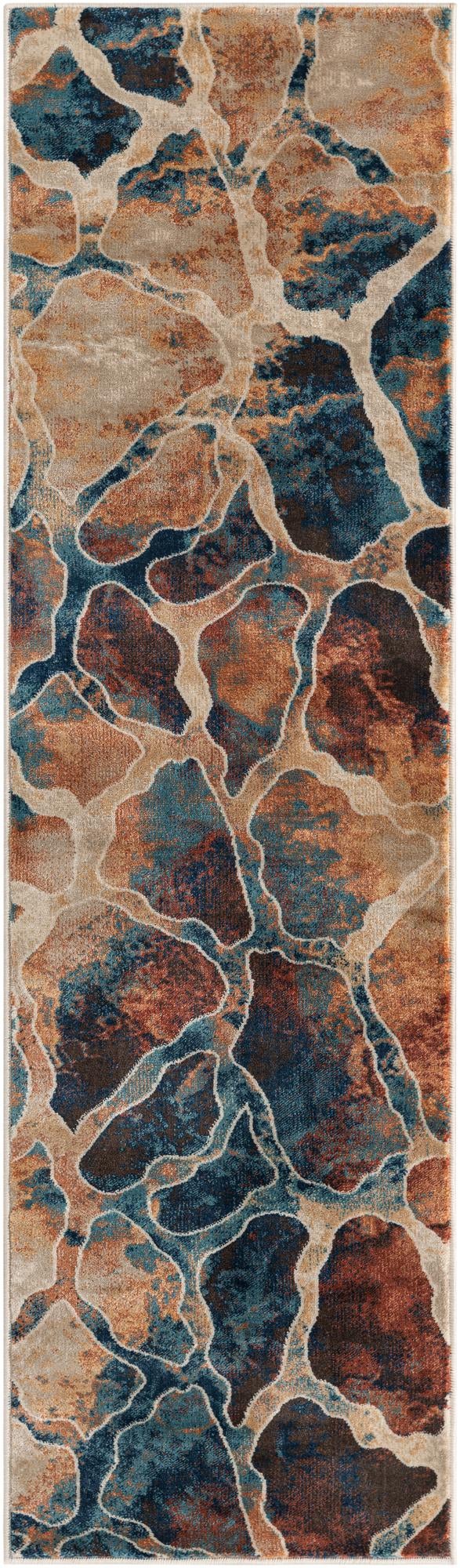 Celestial Haven Collection Area Rug -  Galaxy Runner Brick Red  lifestyle 32