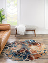 Celestial Haven Collection Area Rug -  Galaxy Octagon Brick Red  lifestyle 43