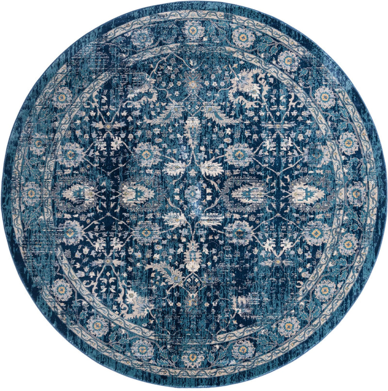 Copenhagen Dahlia Collection Area Rug -  Nørrebro Round Navy Blue  lifestyle 54