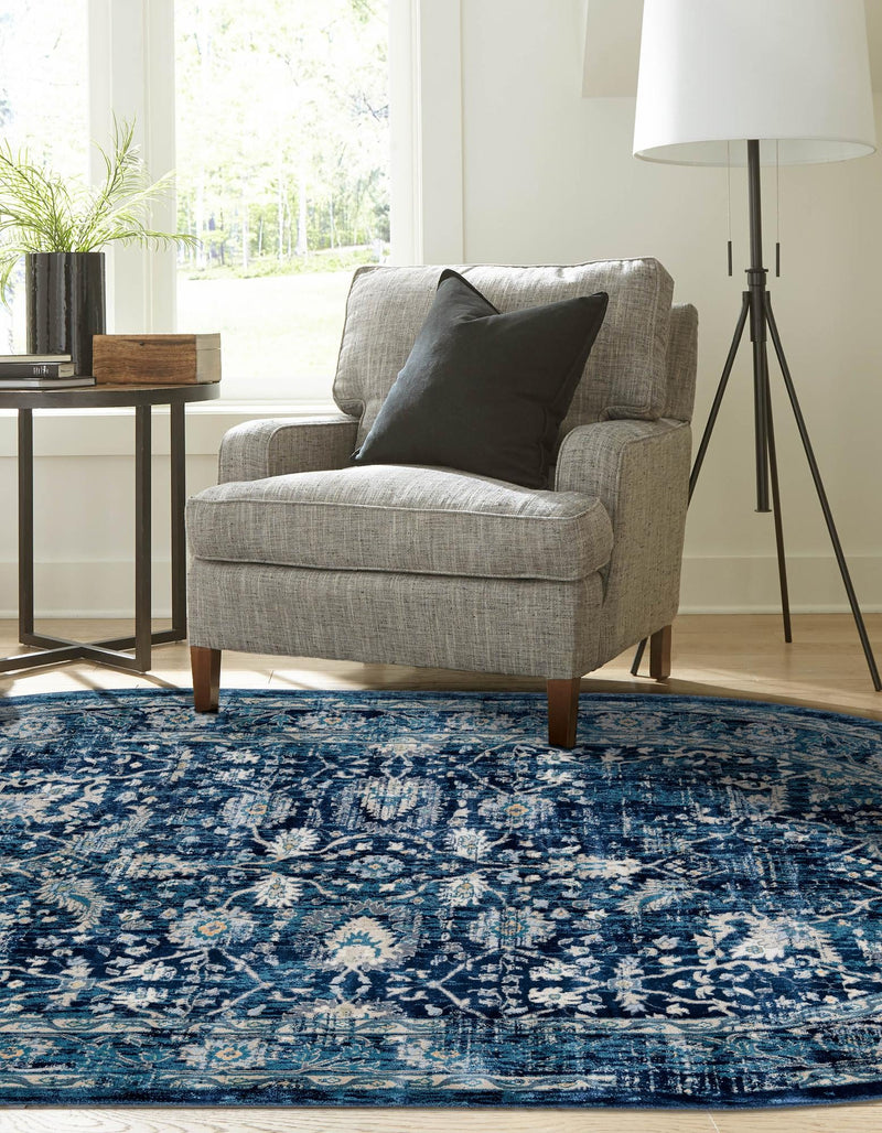 Copenhagen Dahlia Collection Area Rug -  Nørrebro Oval Navy Blue  lifestyle 75