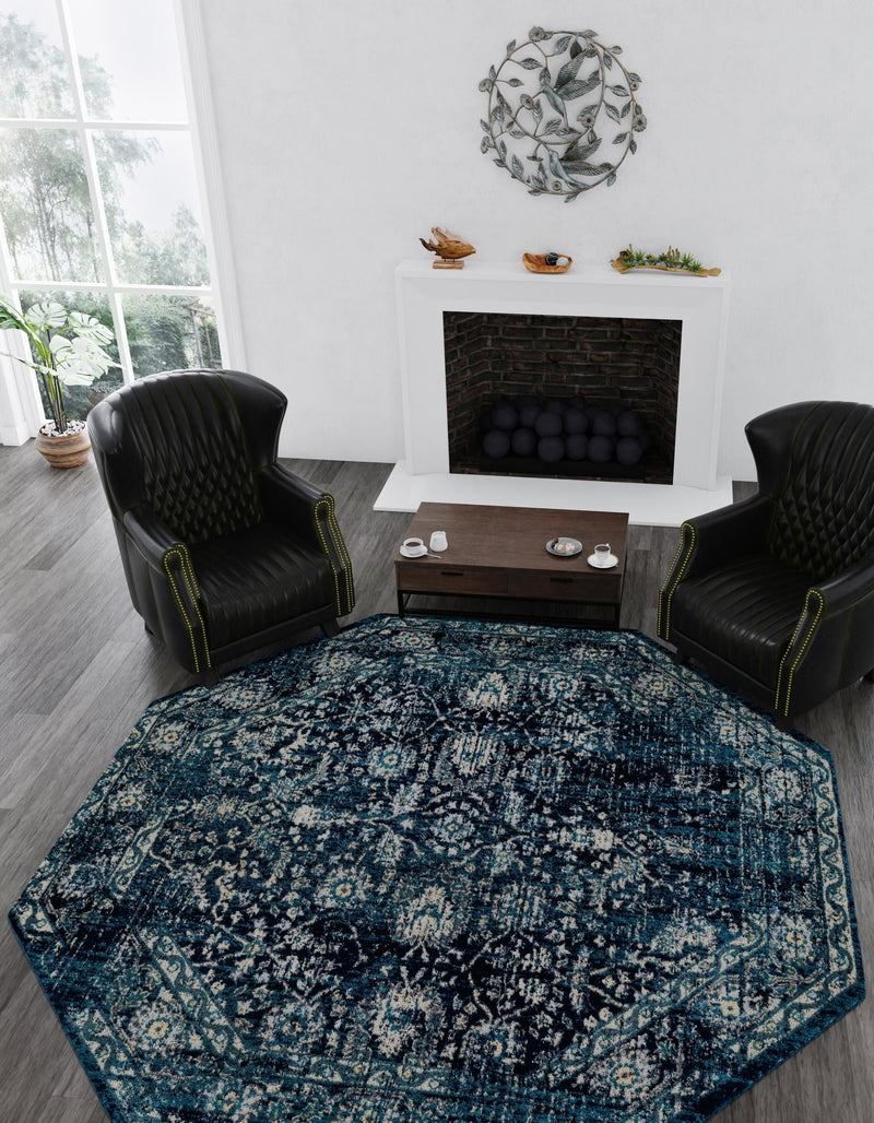 Copenhagen Dahlia Collection Area Rug -  Nørrebro Octagon Navy Blue  lifestyle 53