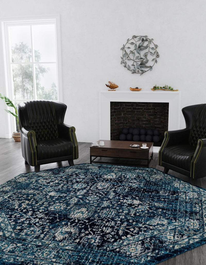 Copenhagen Dahlia Collection Area Rug -  Nørrebro Octagon Navy Blue  lifestyle 61