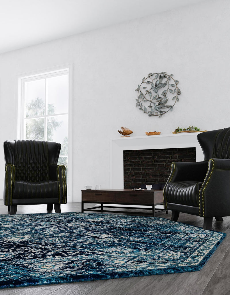 Copenhagen Dahlia Collection Area Rug -  Nørrebro Octagon Navy Blue  lifestyle 69