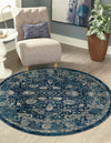 Copenhagen Dahlia Collection Area Rug -  Nørrebro Round Navy Blue  lifestyle 62