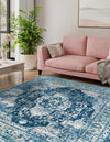 Copenhagen Dahlia Collection Area Rug -  Tårnby Square Navy Blue  lifestyle 41