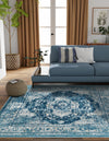 Copenhagen Dahlia Collection Area Rug -  Tårnby Square Navy Blue  lifestyle 44
